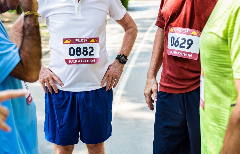 Group of senior runners at the park