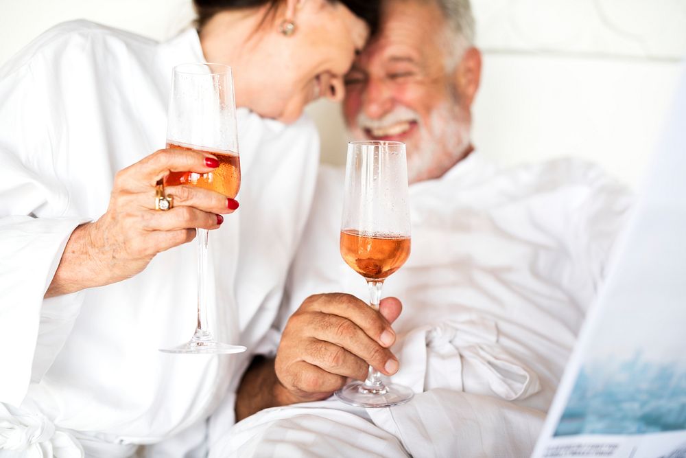 Senior couple toasting