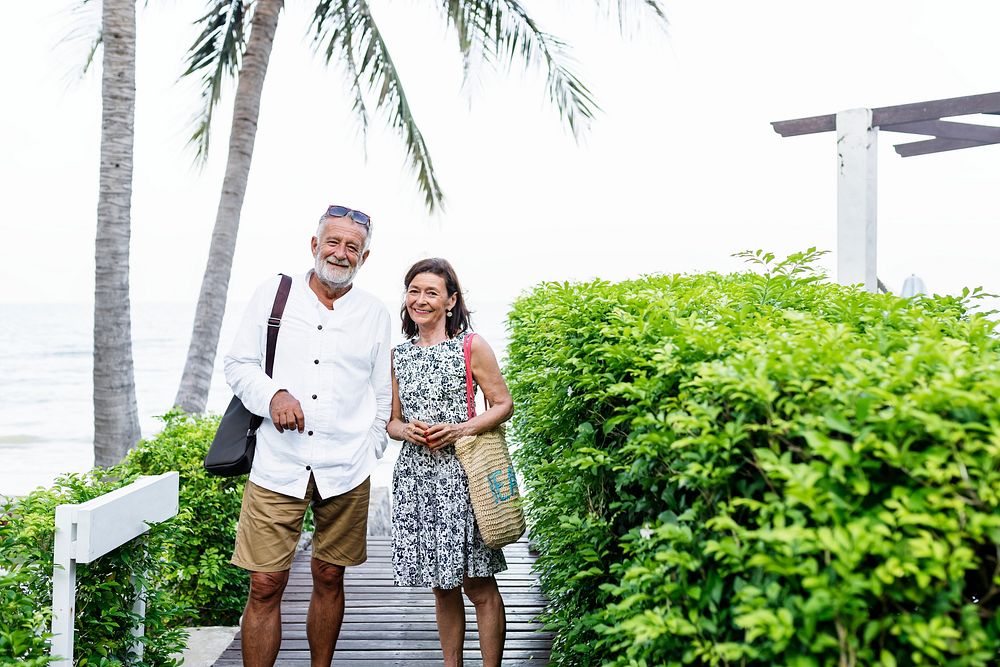 Mature couple posing for a photo at resort