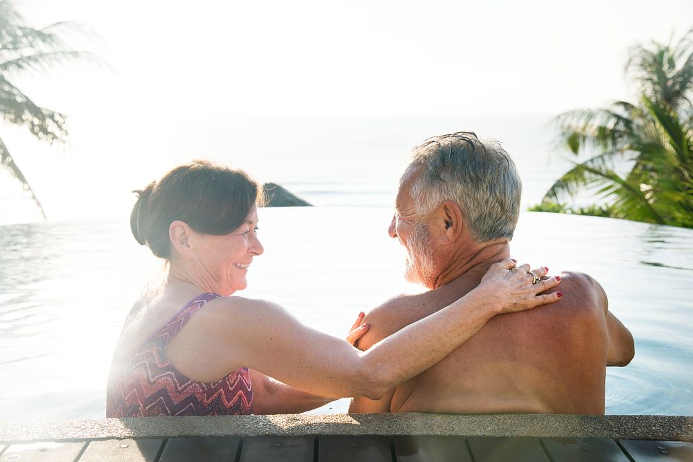 Senior couple relaxing at a resort