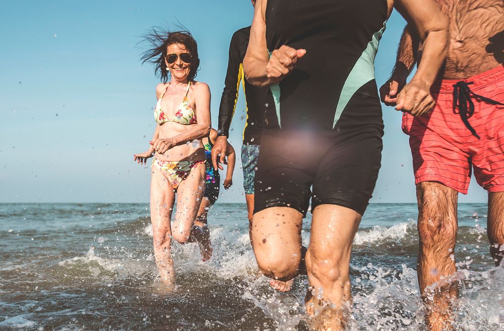 Friends having fun on the beach