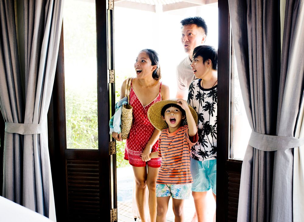 Asian family on vacation