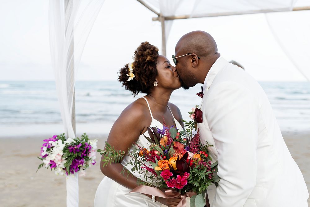 Couple getting married on the beach