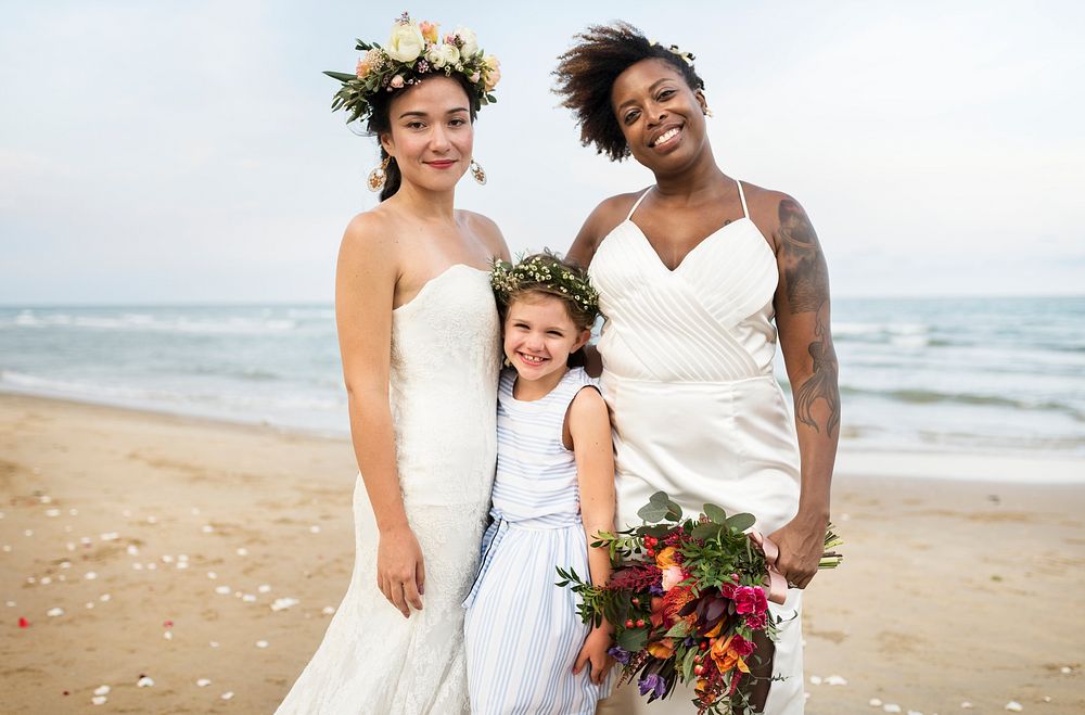 Two brides at the beach