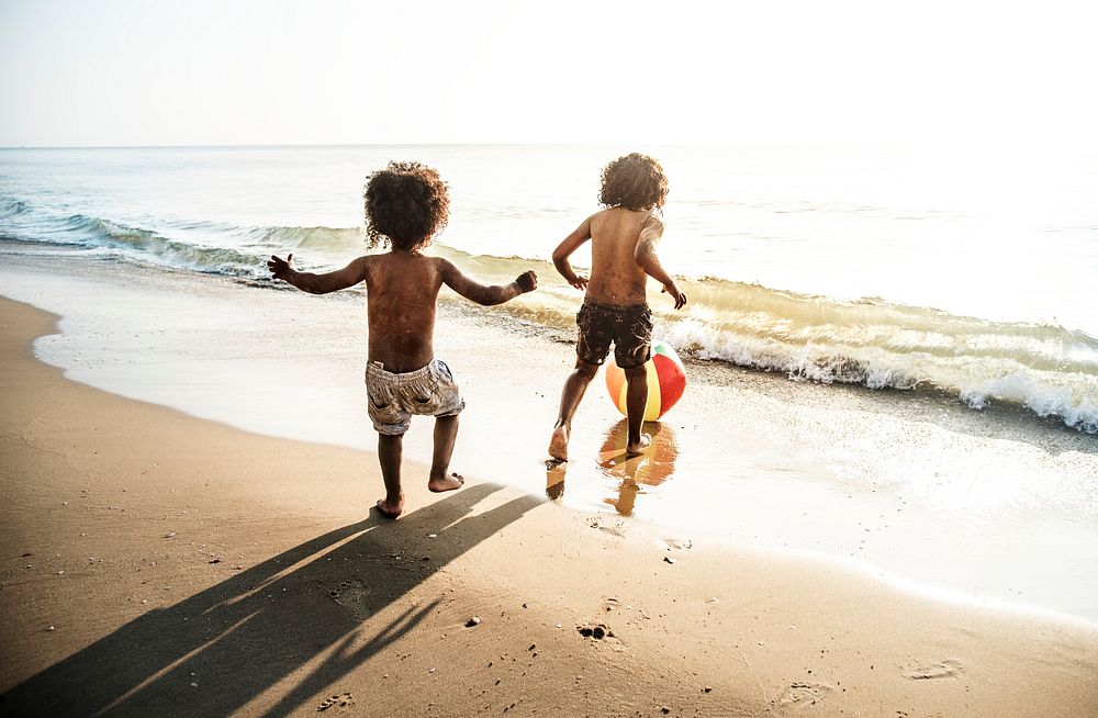 Kids playing at the beach