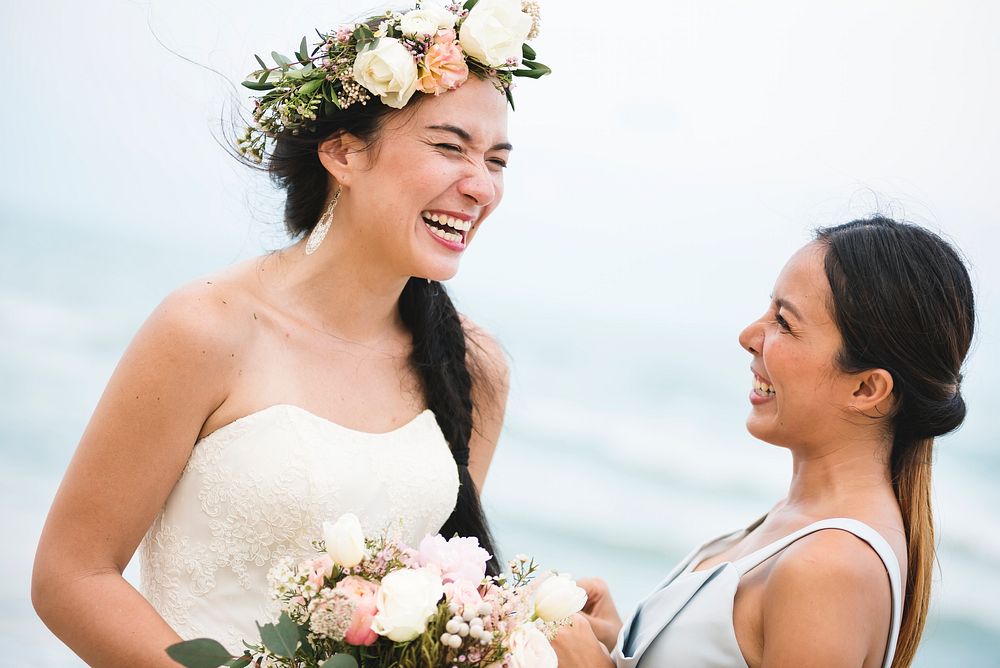 Beautiful bride by the sea