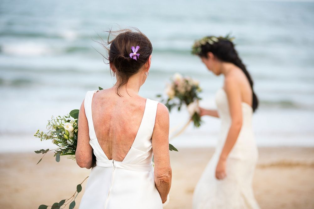 Two brides at the beach