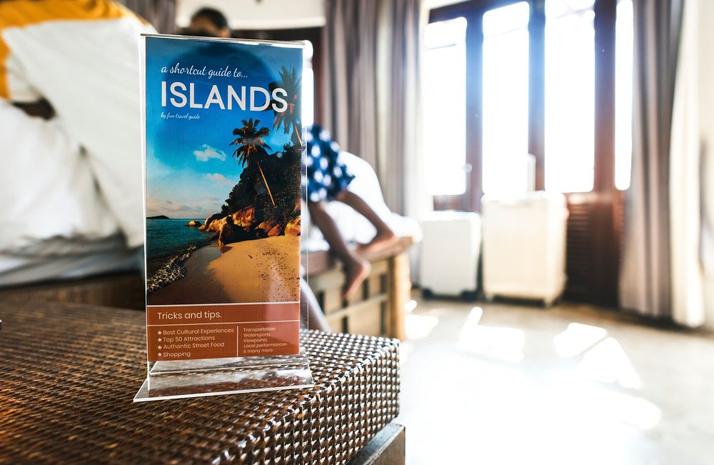 A travel brochure in a hotel