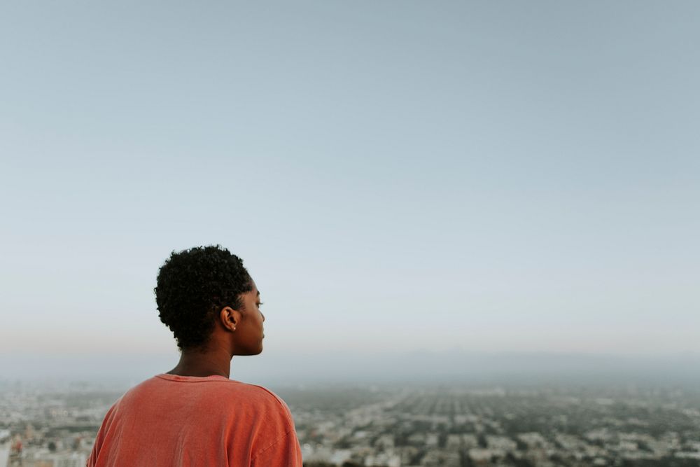 Woman looking out over the city