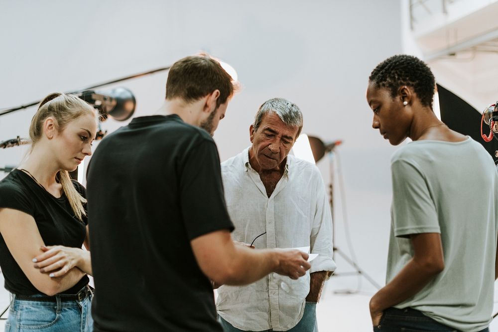 Artists working together in a studio