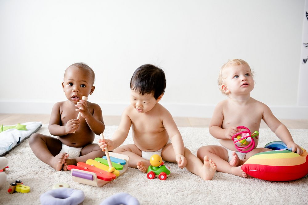 Babies playing together play room | Free Photo - rawpixel