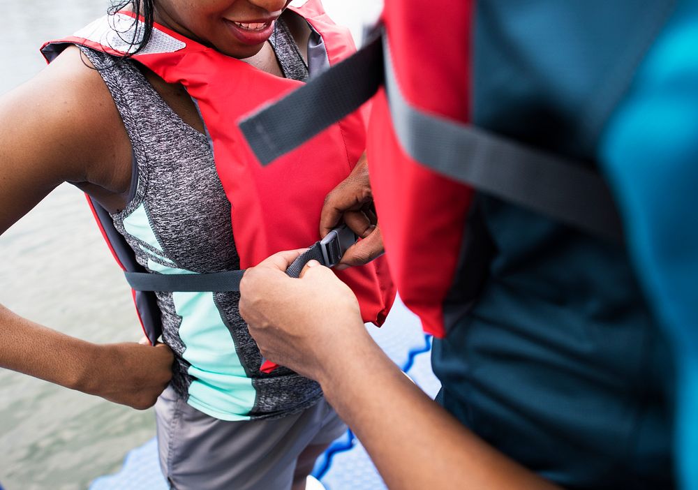 Putting on life jackets