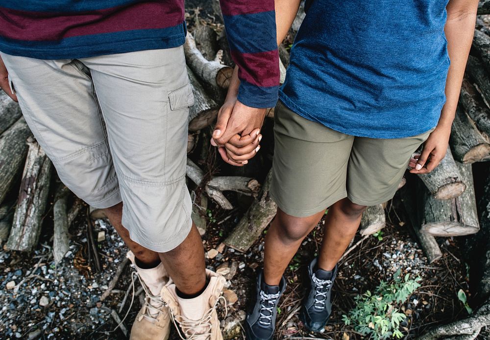 Couple's feet while on a trek