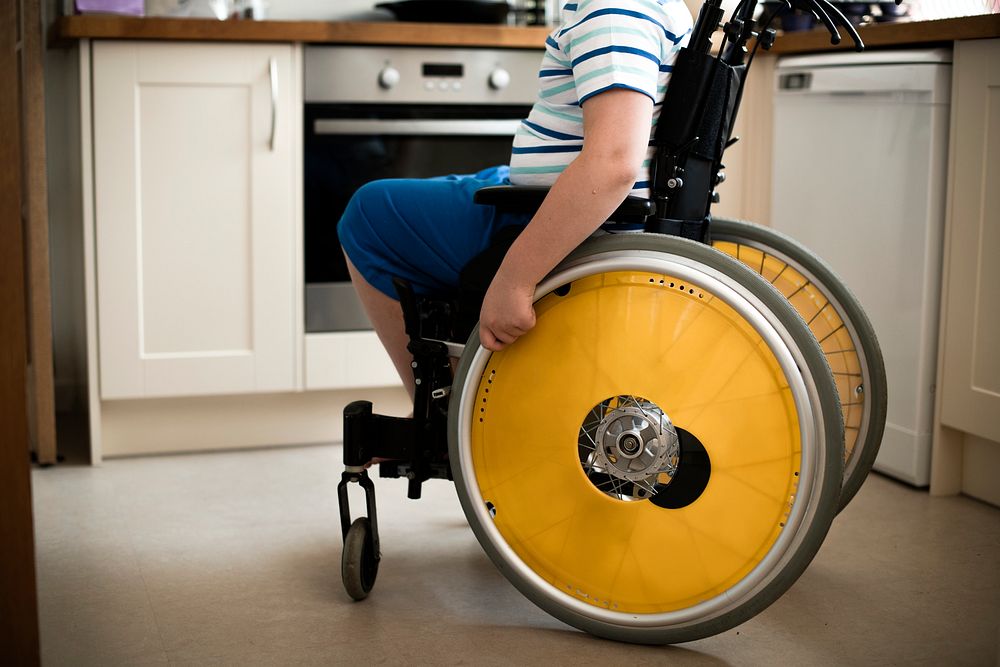Young boy in a wheelchair
