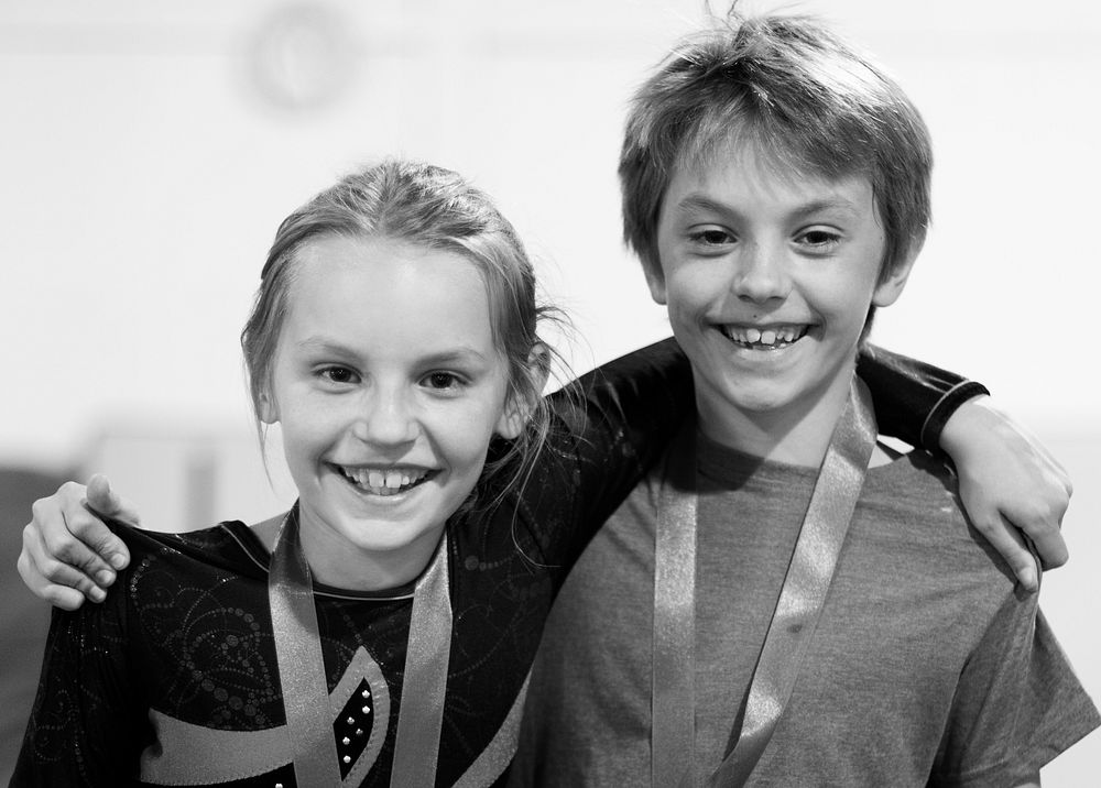 Young gymnasts with their medals