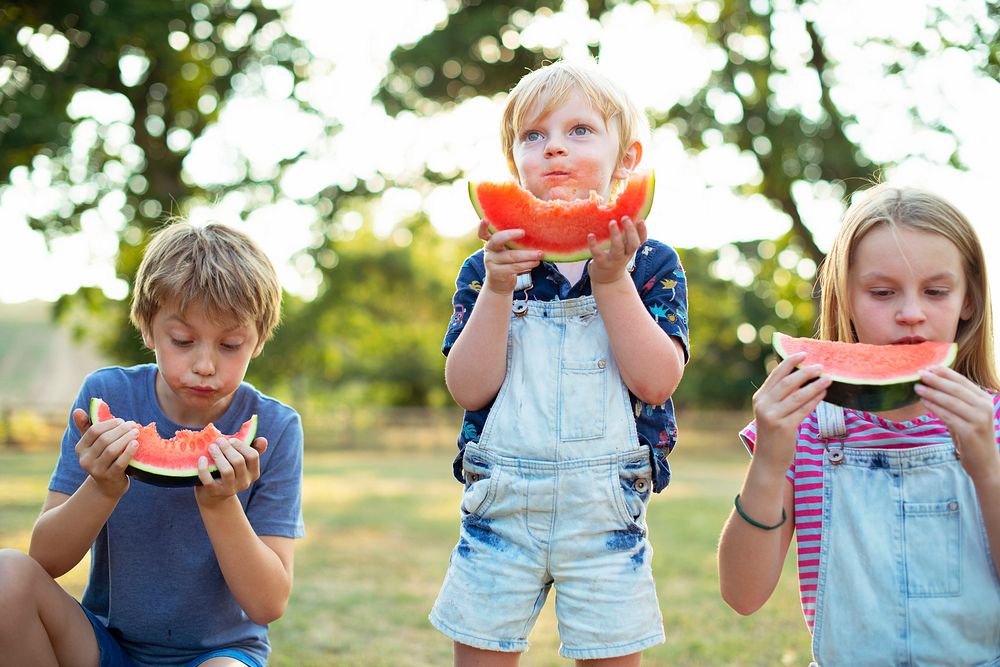 Kids eating watermelon in the summer | Free Photo - rawpixel