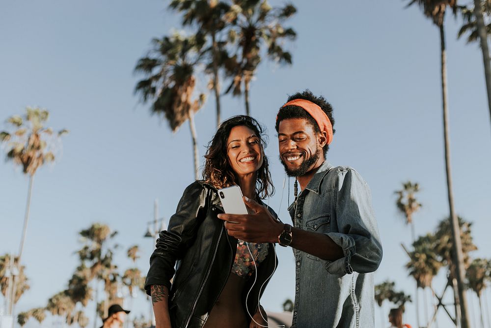 Cool couple taking a selfie