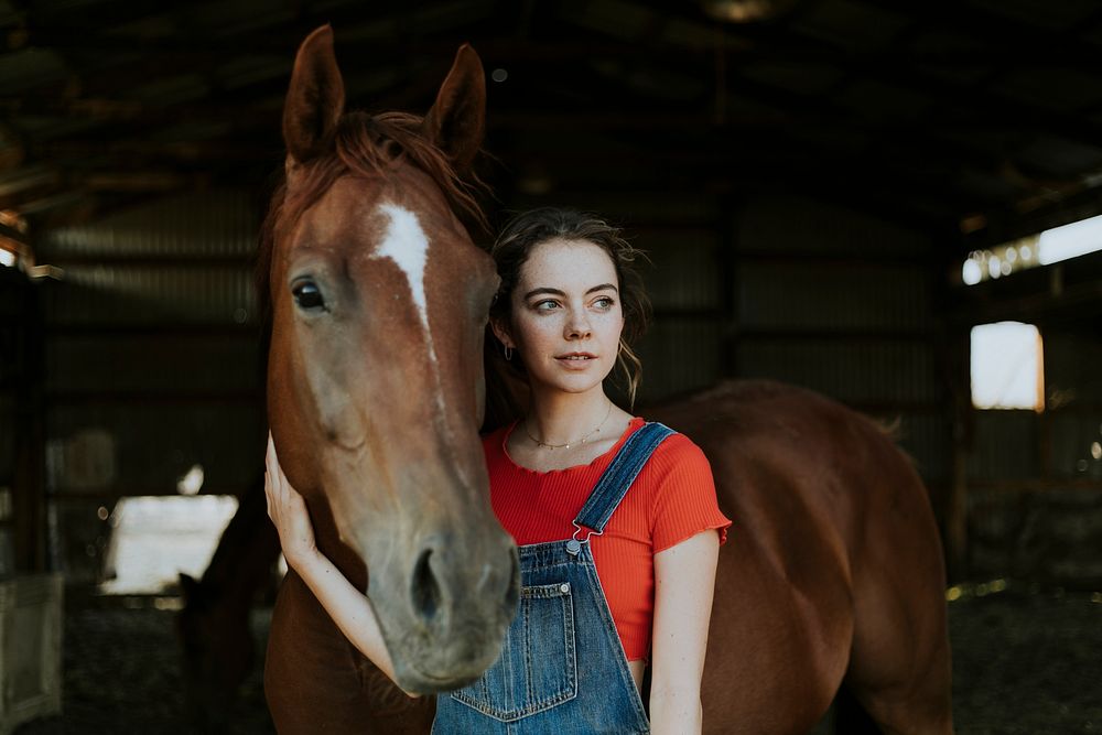 Portrait of a girl and a horse