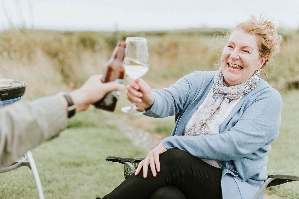 Senior woman enjoying a glass of wine