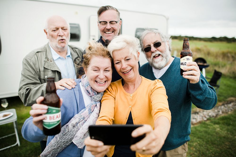 Happy seniors taking a selfie