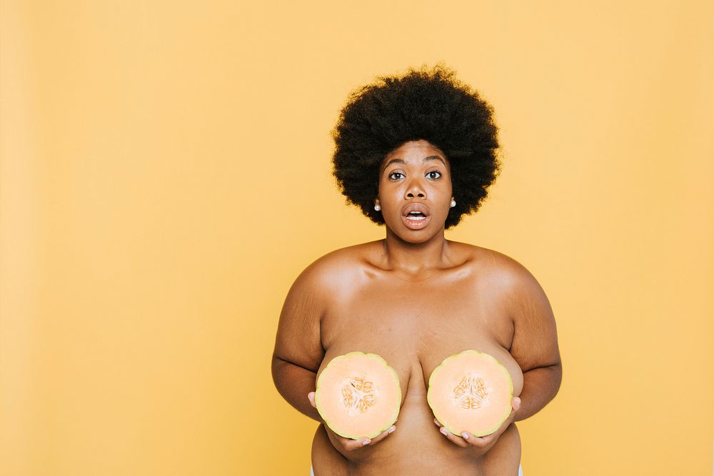 African American woman with melons