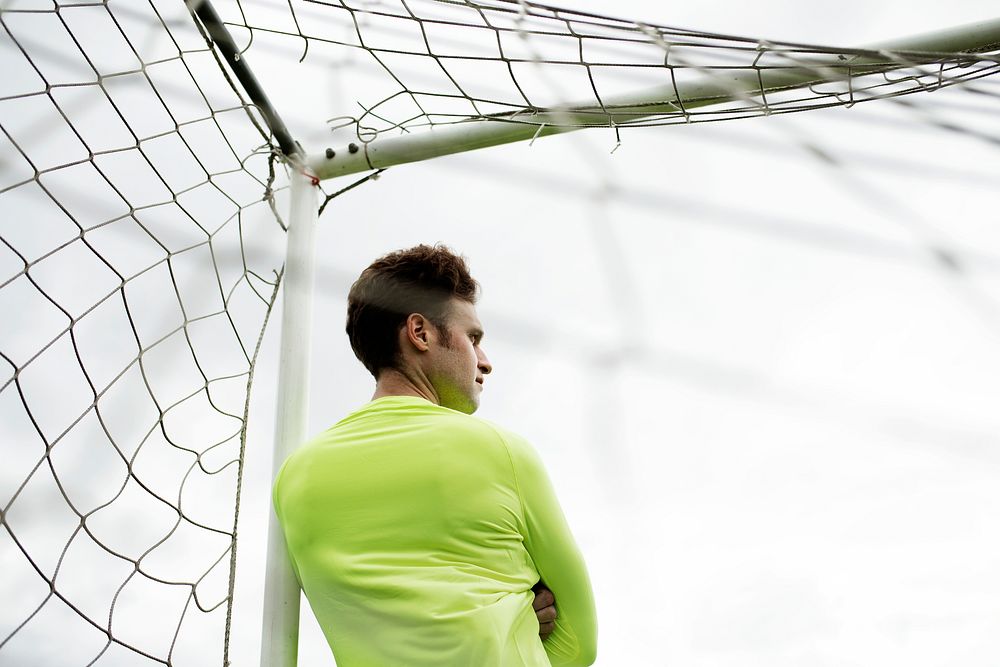 Football goalkeeper waiting for the match to begin