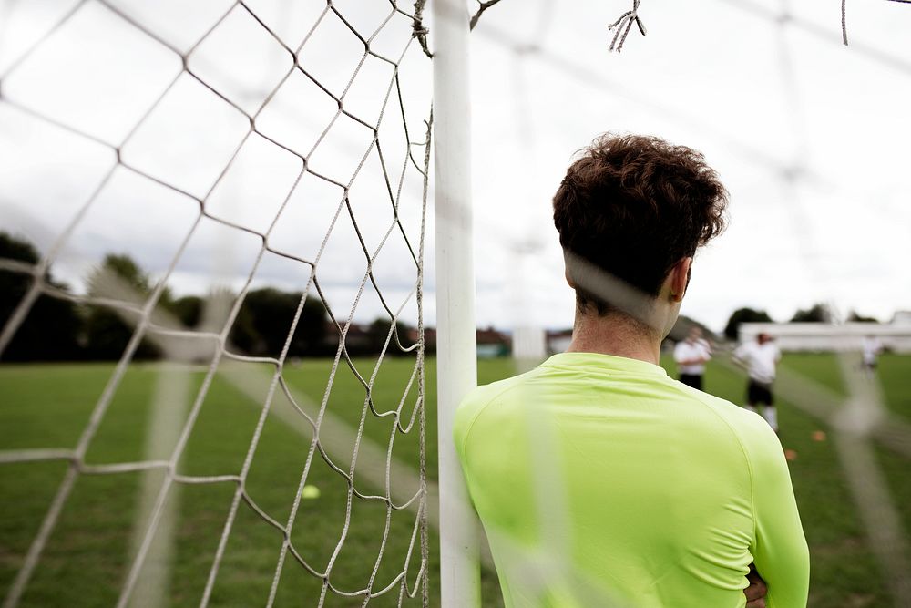 Football goalkeeper waiting for the match to begin