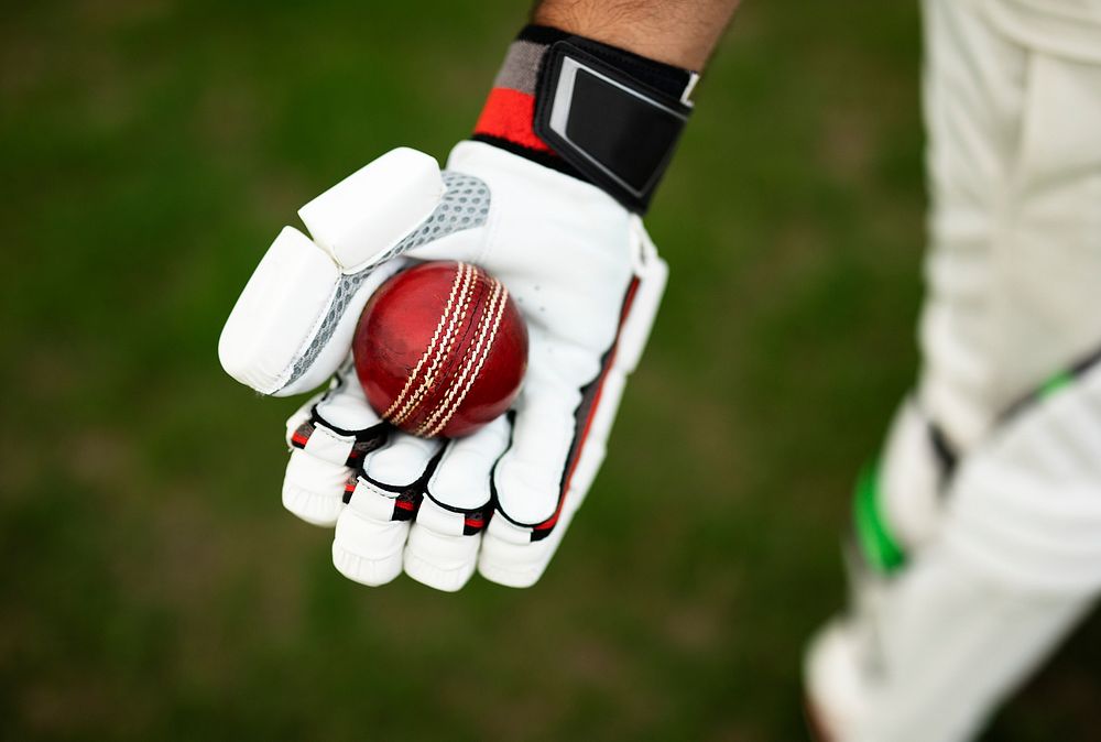 Cricket player holding a cricket ball