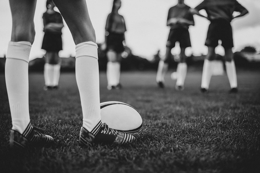 Female rugby players on the field