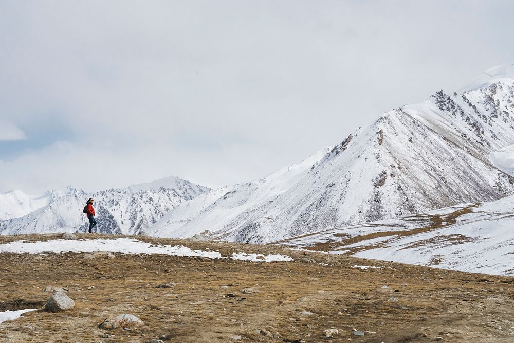 Young woman trekking in the Himalayas
