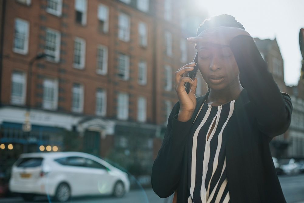 Woman on the phone while walking