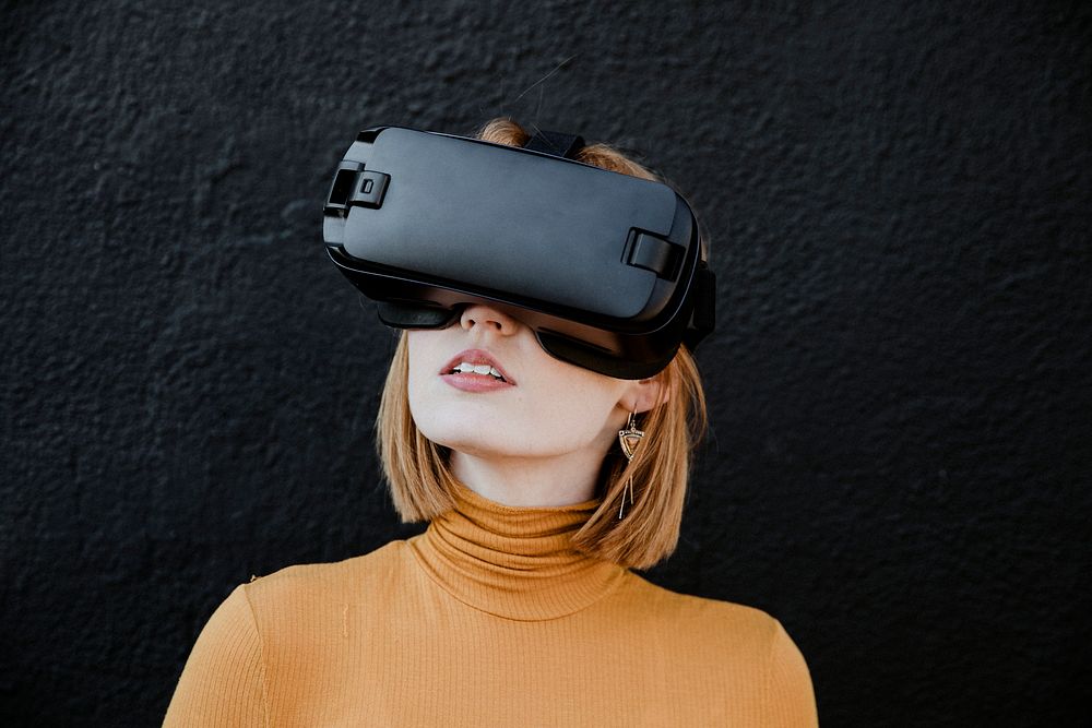 Woman enjoying a VR experience