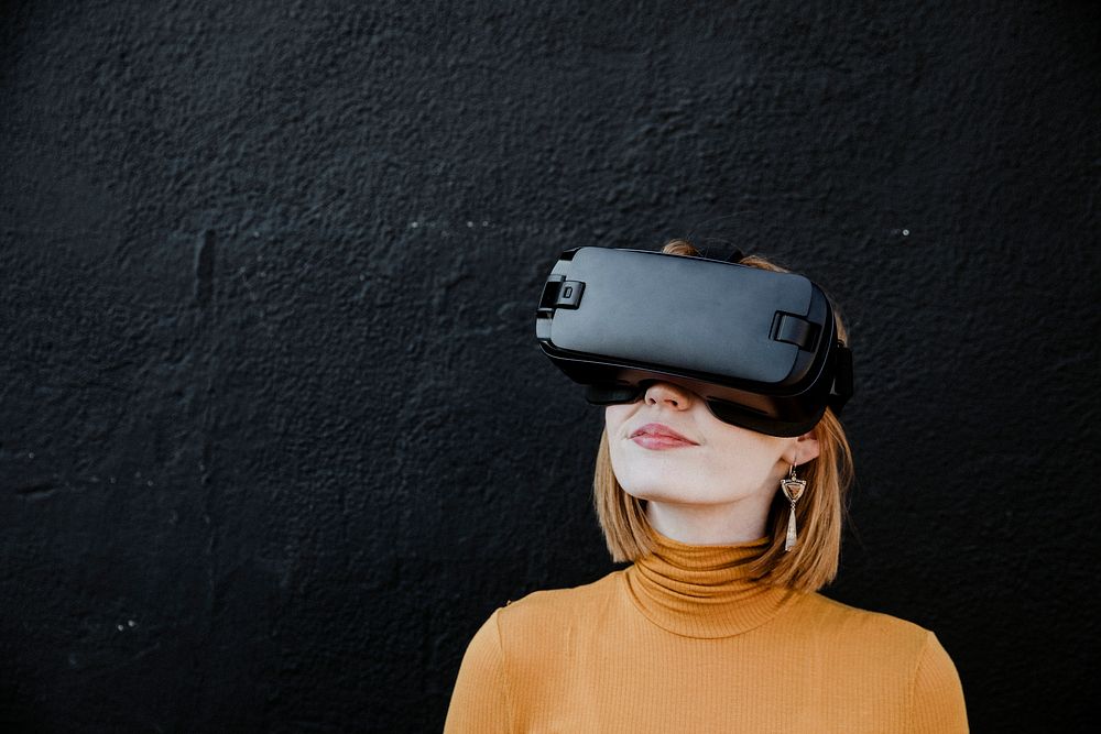 Woman enjoying a VR experience