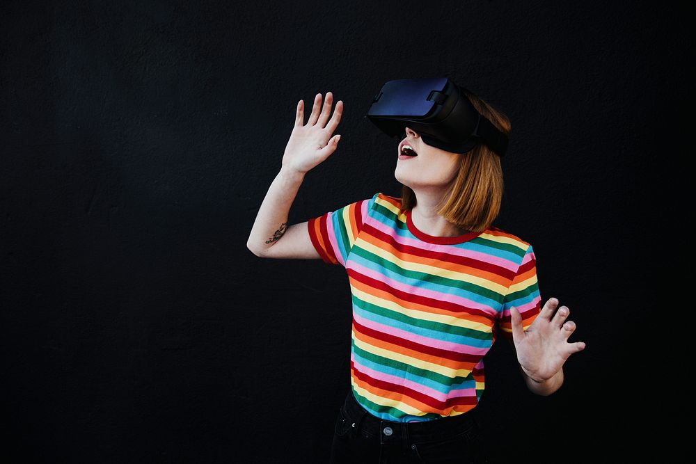 Woman enjoying a VR experience