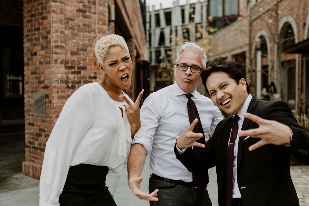 Goofy businesspeople in the city