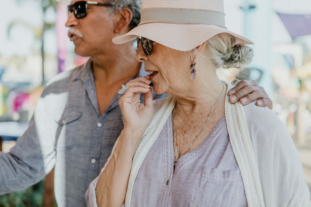 Happy senior couple enjoying their vacation
