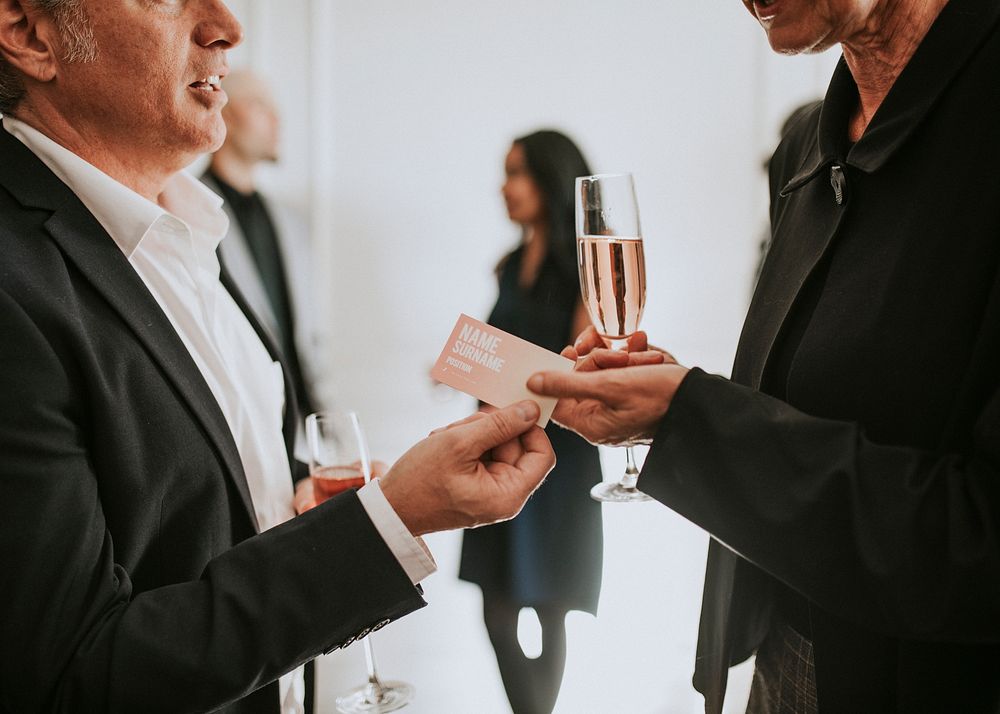 Businessman handing over a business card mockup