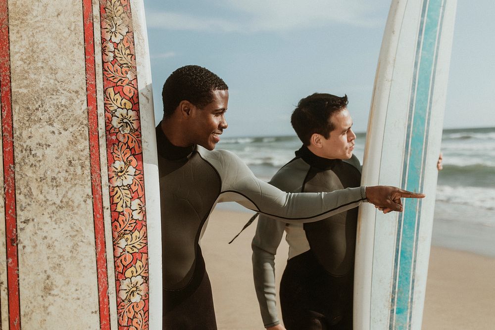 Happy surfers at the beach