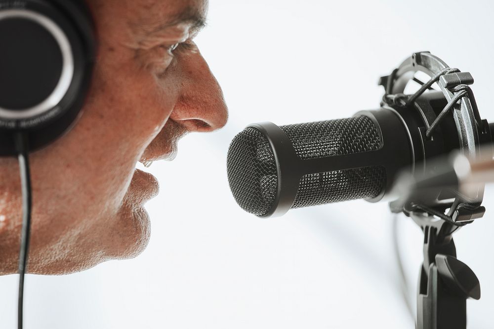 Broadcaster live in a studio