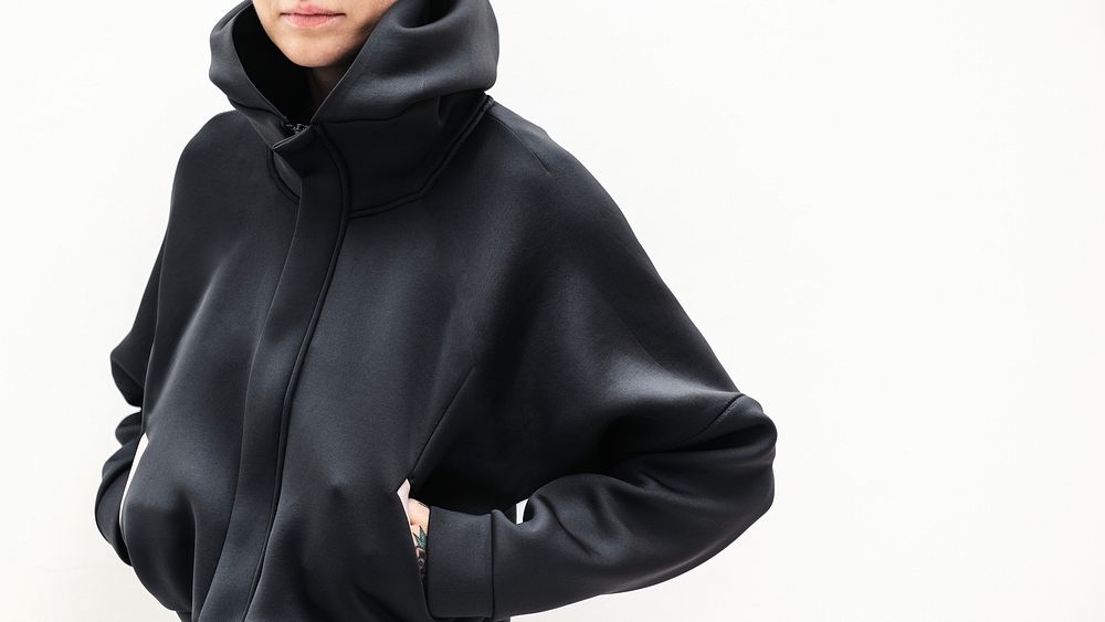 Cool woman in a black hoodie