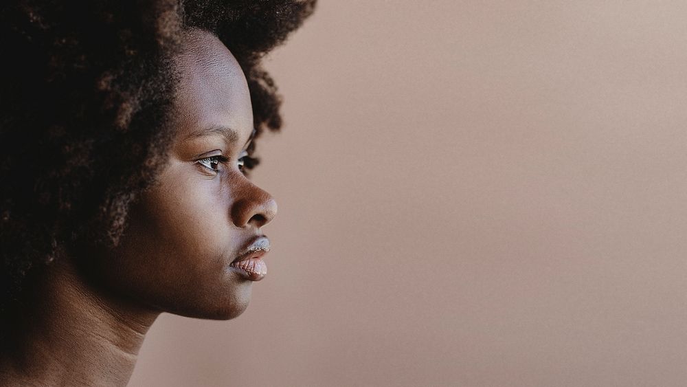 Beautiful black woman with afro hair