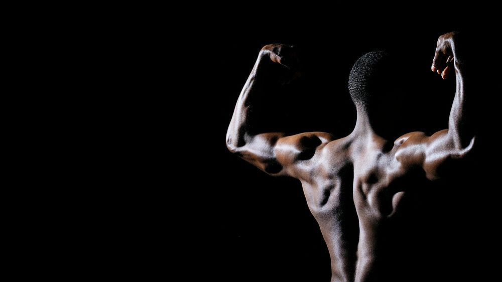 Rear view of muscular black man social template