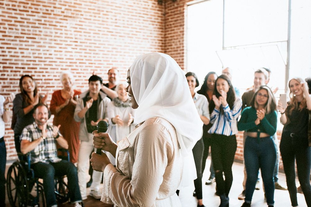 Muslim speaker in a workshop