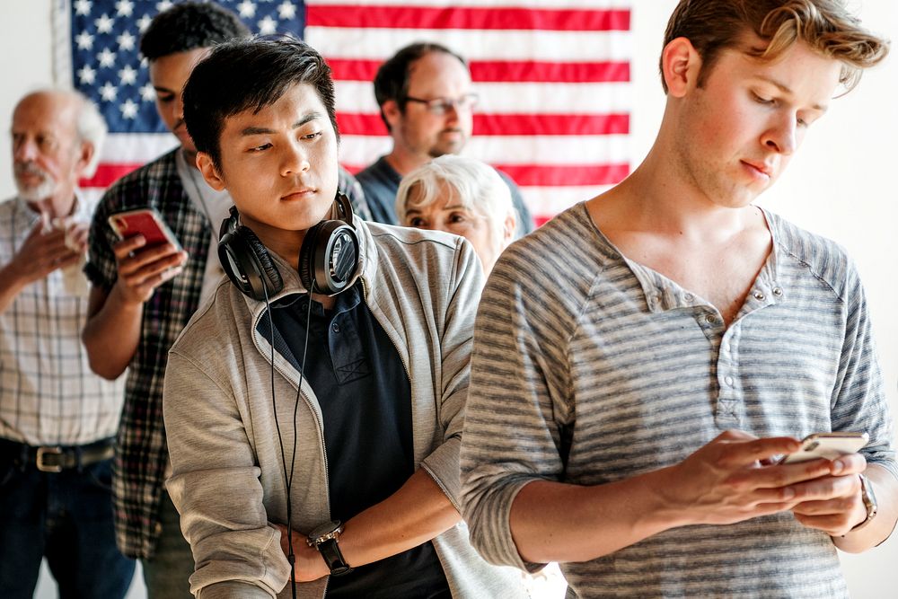 American queuing at a polling place