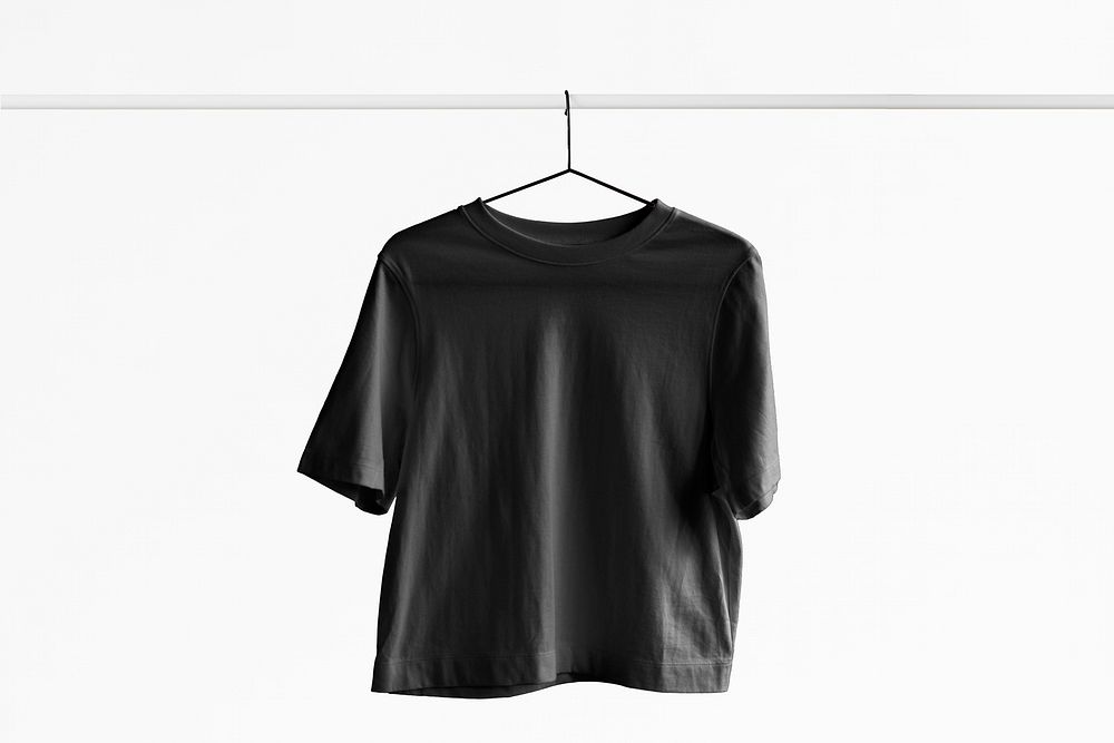 Women&rsquo;s black t-shirt, casual fashion with blank design space