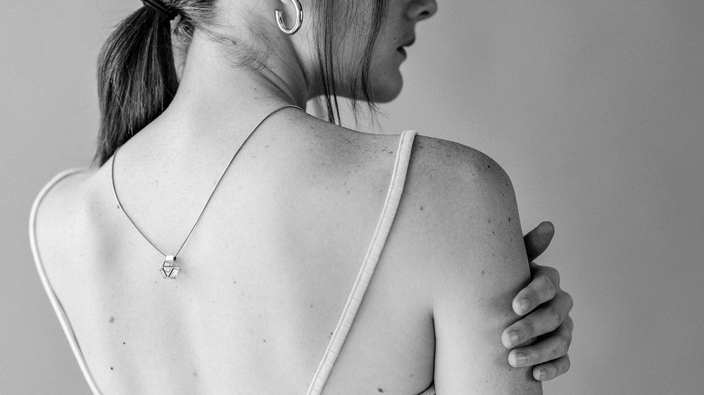 Female model wearing a necklace