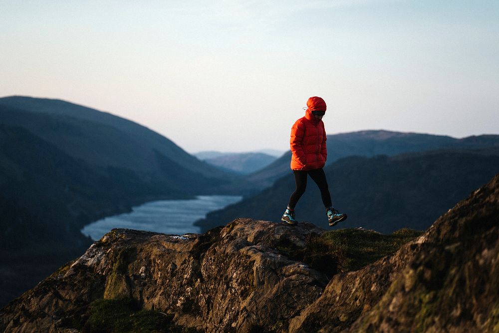 Drone shot of Raven Crag and Thirlmere reservoir at the Lake District in England