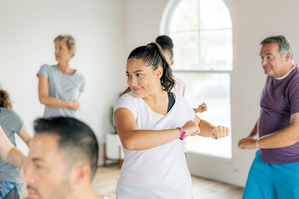 People dancing in a fitness class