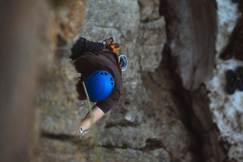 Man climbing down Chamonix Alps in France