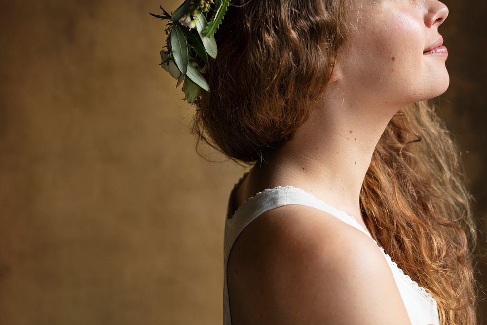 Woman with beautiful curly blonde hair